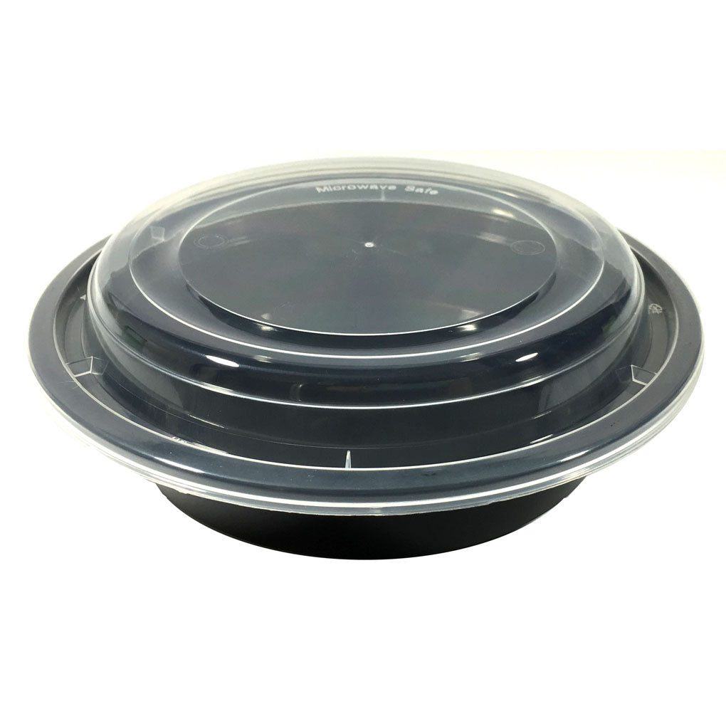 16 oz Bulk to Go Containers with Lids Black 150 Set