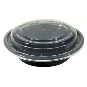 Karat 38 oz PP Plastic Microwavable Rectangular Food Containers & Lids, Black - 150 Sets