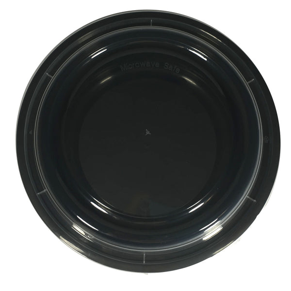 HD RO-32B 32OZ Round Black Plastic Container and Lid, 150 Sets