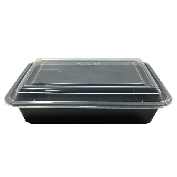 HD RE-38B 38OZ Rect Plastic Container and Lid, 150 Sets