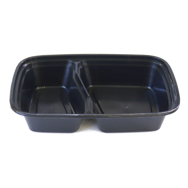 TD F-96232 2-Comp Black Rect Plastic Container and Lid, 150 Sets